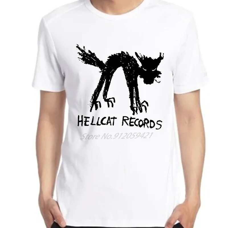 

Vinyl Records Seattle Record Store Music Cat Hellcat Oversized T shirts Unisex Black & White T-Shirt Summer Men's clothing