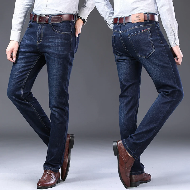 Xuan sheng straight men's jeans stretch blue black casual streetwear thick men's pants original business comfortable jeans