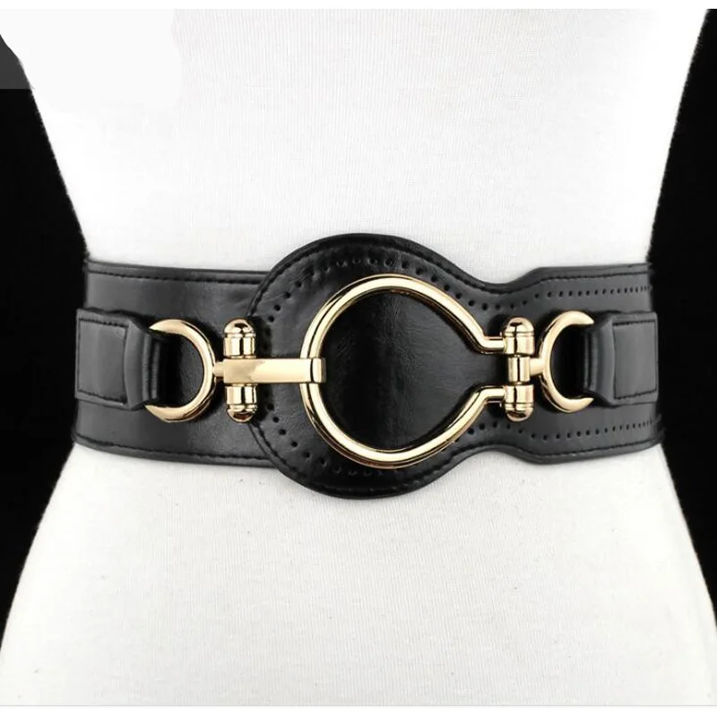 

Ремень женский из искусственной кожи, широкий, эластичный, черный, коричневый, красный