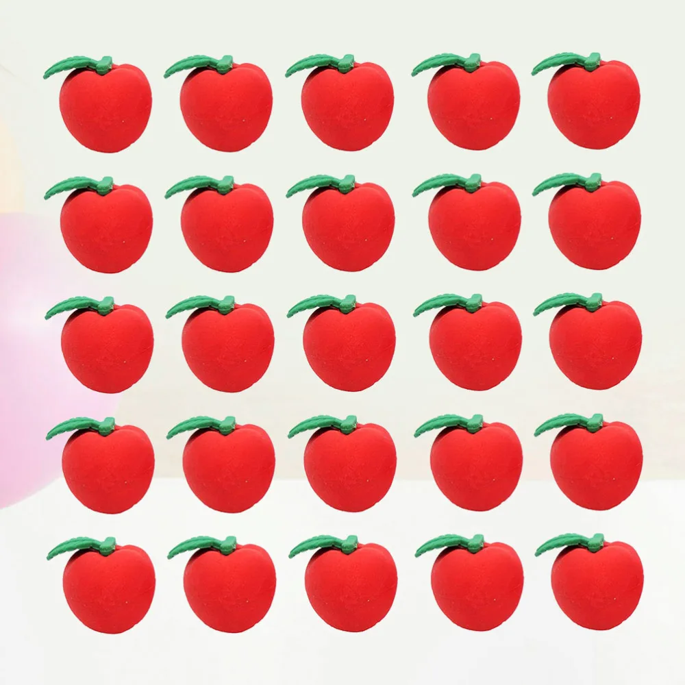 

50pcs Red Apple Eraser Creative Eraser Apple Shape Eraser Attractive Eraser