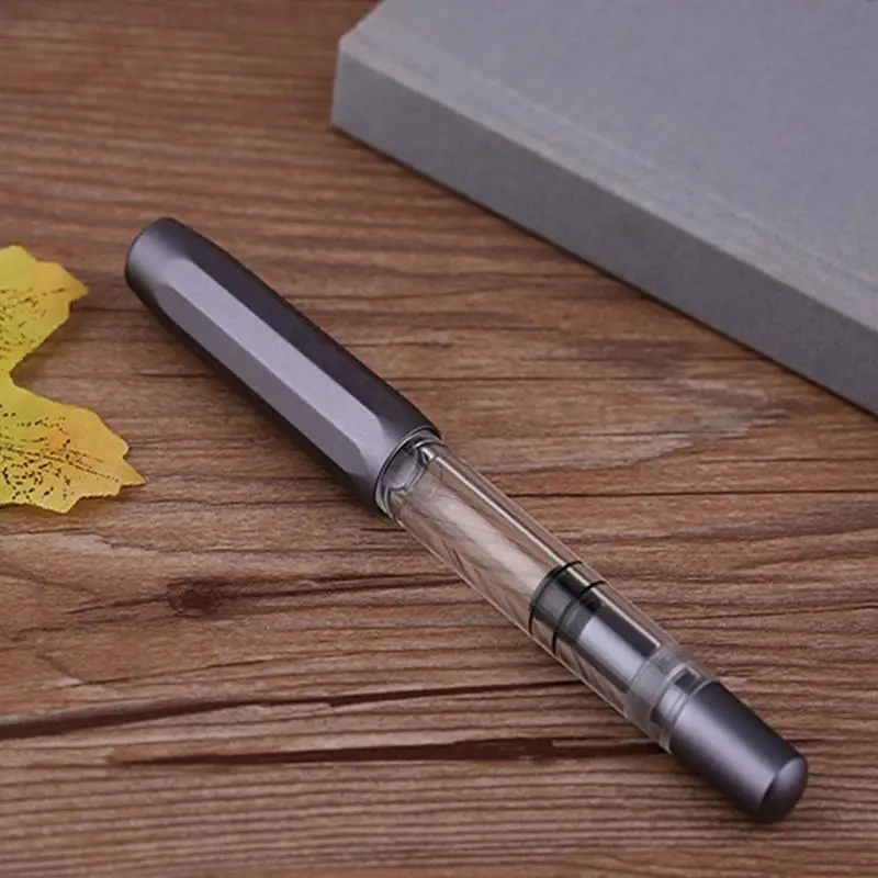 

New T1 Acrylic & Metal Piston Fountain Pen Aluminum Alloy Fine Nib 0.5mm Large-Capacity Gift Ink Pen for Business Office