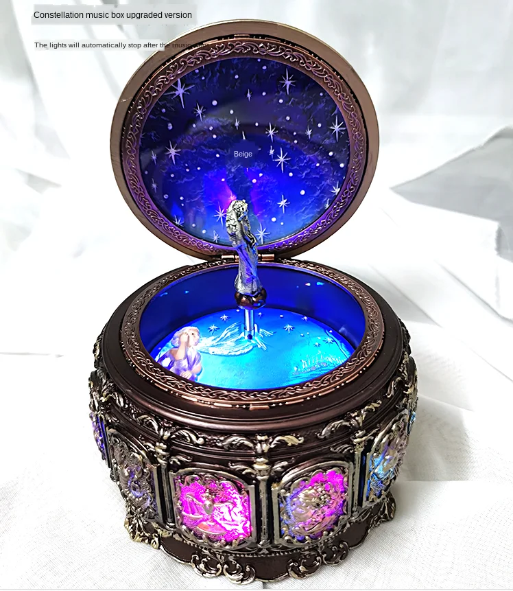 

Zodiac 12 Signs Music Box Retro 12 Constellation Musical Boxes Sun God Gift Box for Girls Valentine's Day Birthday Gifts