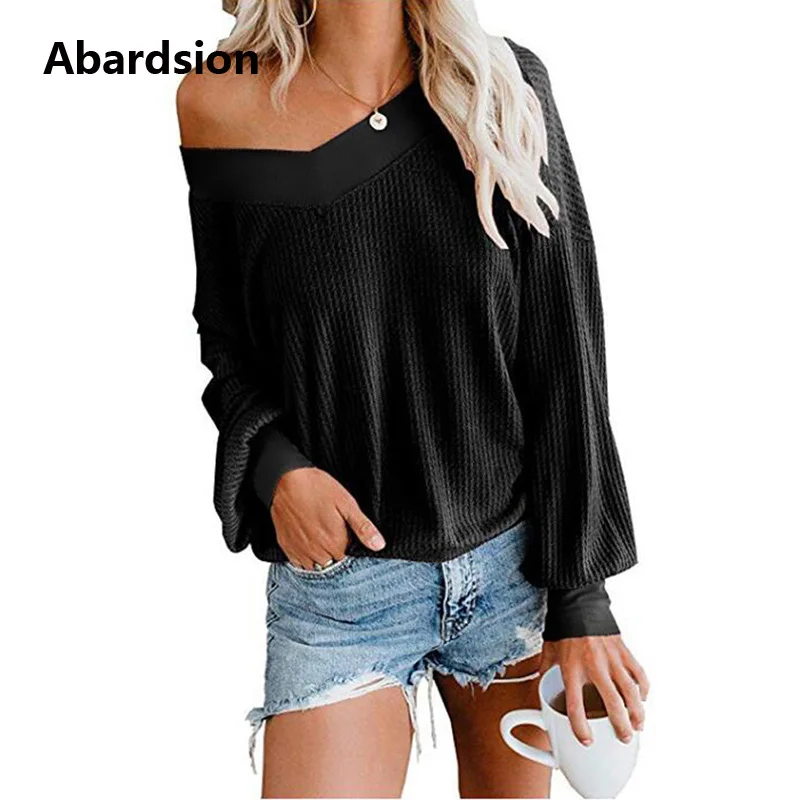 Abardsion Повседневный базовый свитер с v-образным вырезом большого размера Осенняя