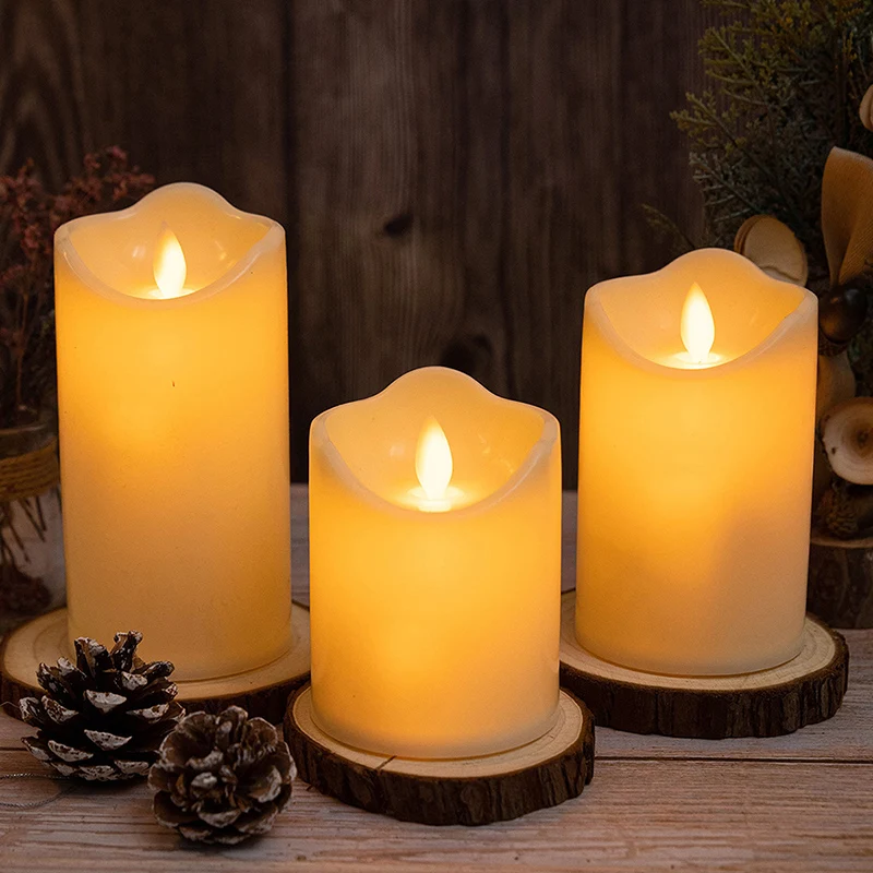 

Flameless Candle Light Always on Simulation Wax Pillar Candle LED Ornament for Wedding Party Festival Battery Operated LB88