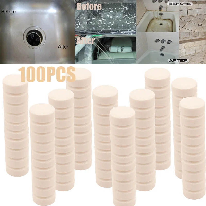 100PCS White 50-500 шт Белый/Синий Многофункциональный Effervescent Спрей очиститель набор стеклоочистителей для домашней уборки автомобиля концентрат Effervescent очиститель - Цвет: 100PCS White