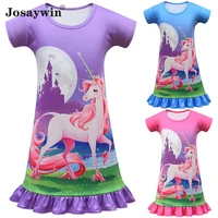 summer dress for girls baby print cartoon vestidos kids dresses for girls casual unicorn dress student baby children clothes