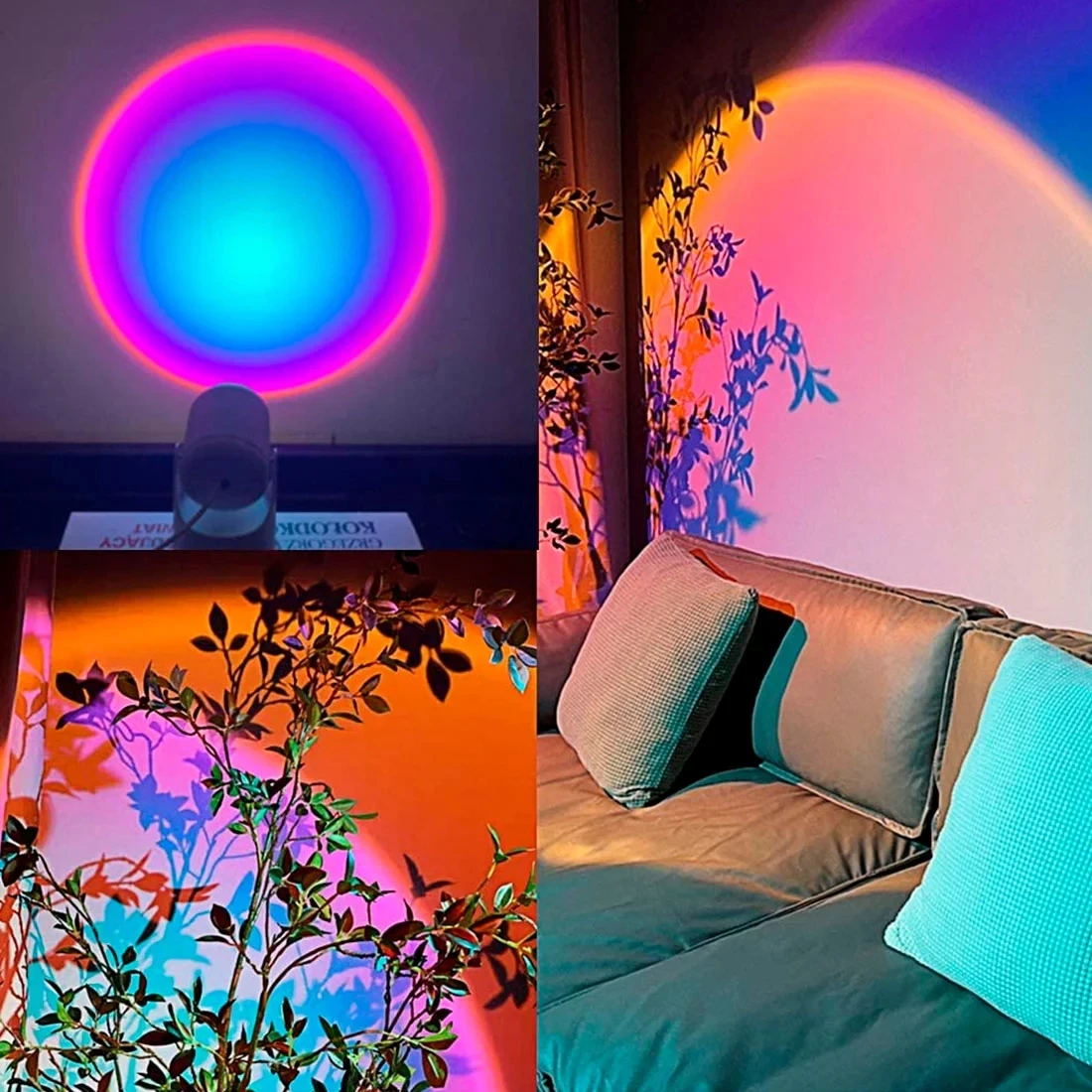 

Projection Sunset Light with Rotatable Usb Charging Rainbow Modern Bedroom Lamp Live Room Photography Photo Wall Lights New