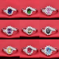 mifeiya 9 colors creative oval water drop zircon rings for women engagement party wedding jewelry hand accessories size 5 11