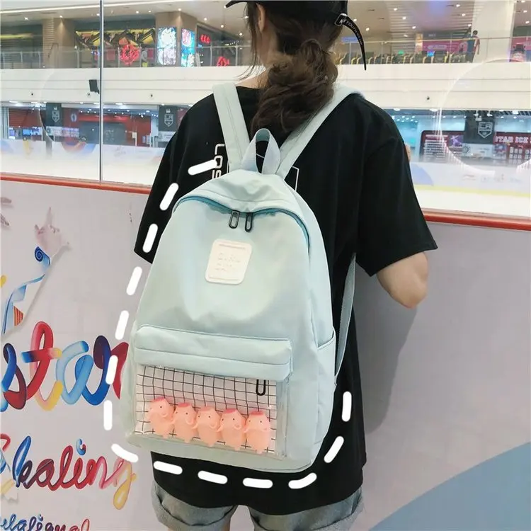 Женские рюкзаки из прозрачного холста на мягкой молнии школьные сумки плечо для