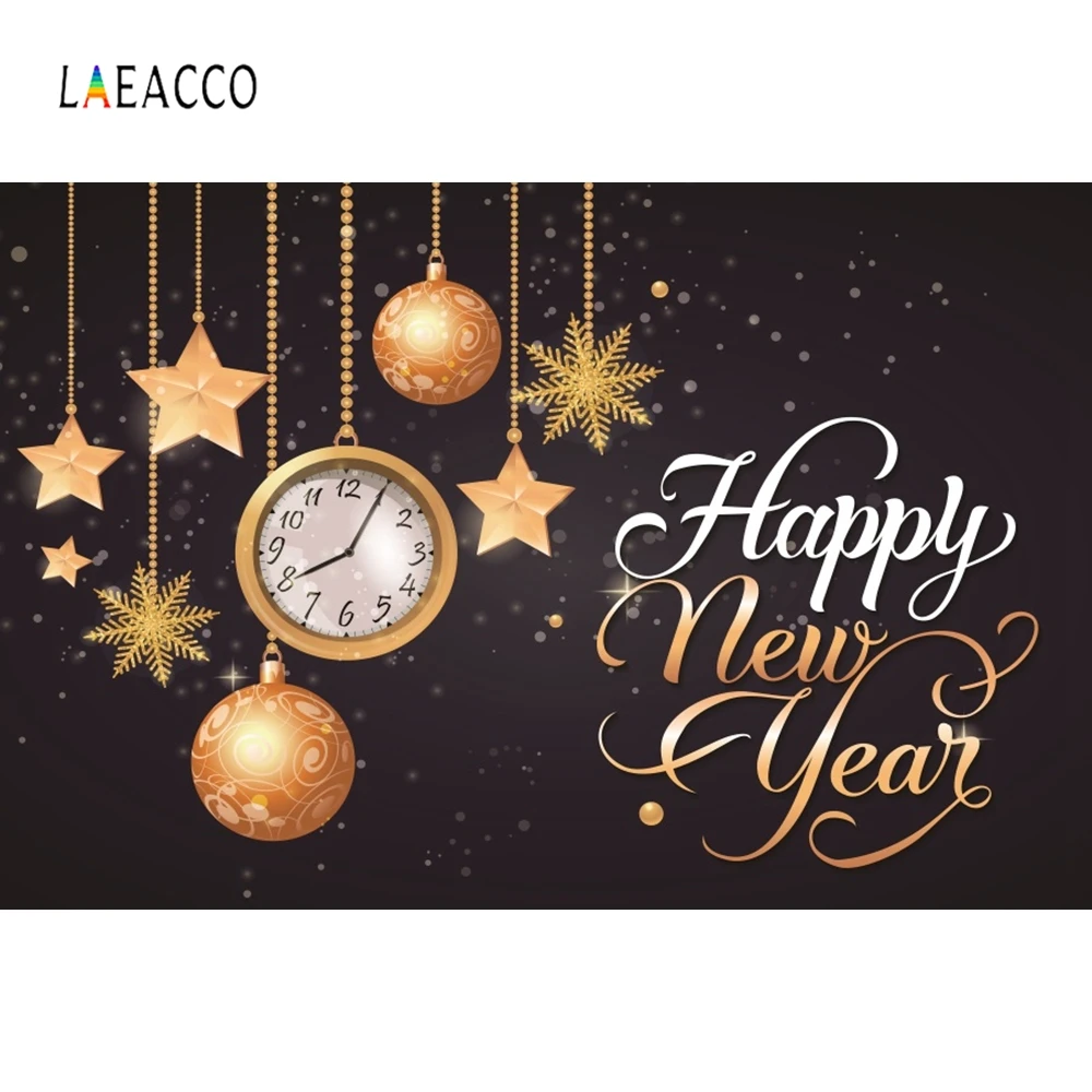 Laeacco с новым годом звёзды Часы Рождественский шар 2020 Вечеринка фотография фоны