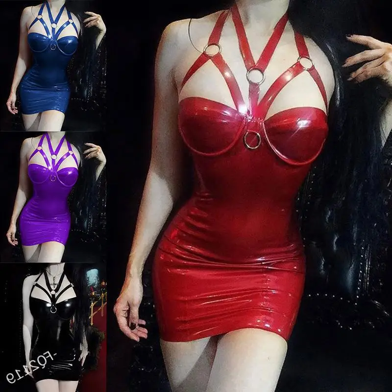 Бандажное нижнее белье из ПВХ размера плюс S-5XL женское латексное платье с мокрым
