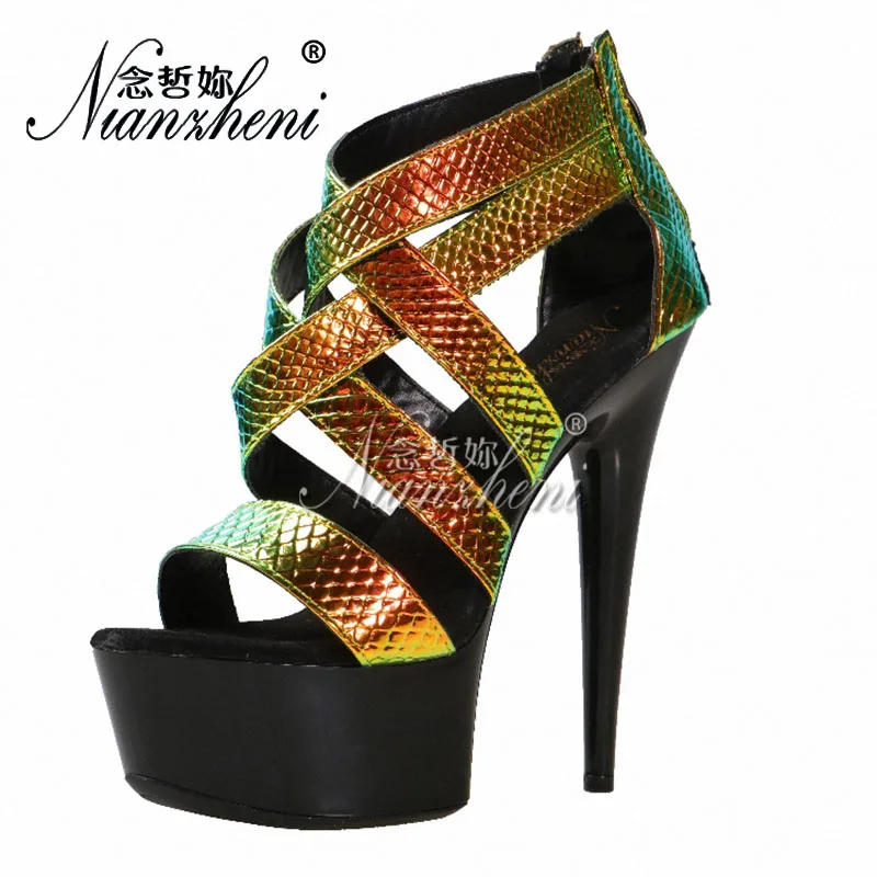 Женские босоножки с открытым носком обувь на очень высоком каблуке 15 см для