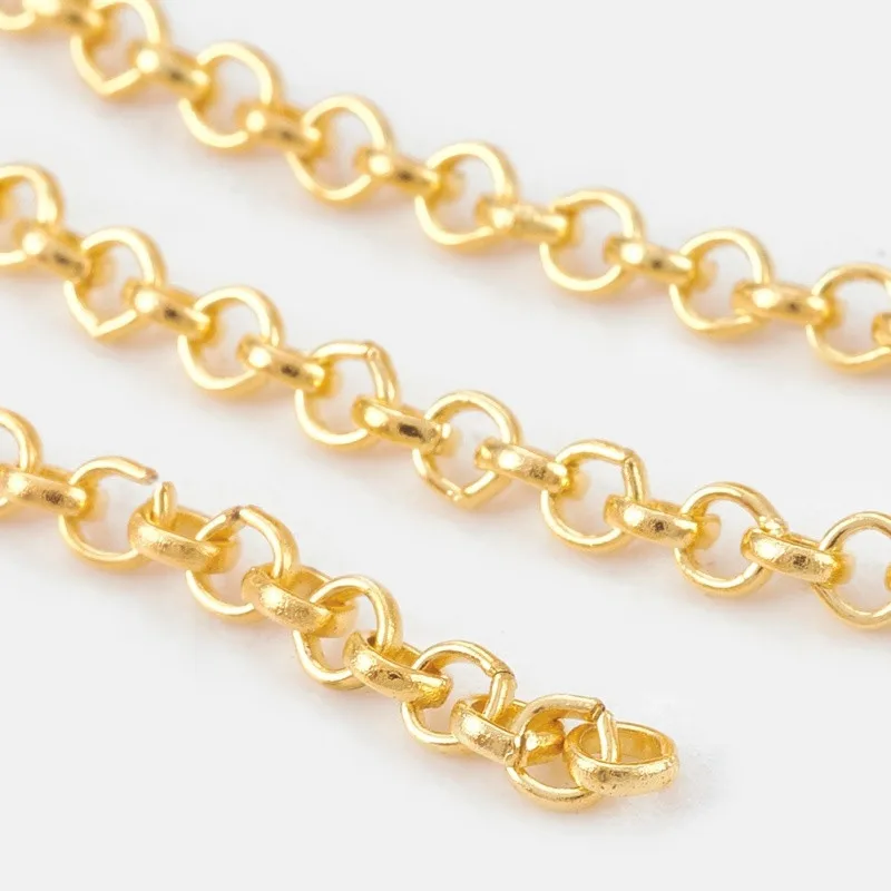 100m/Roll 2x1mm Iron Red Copper Color Rolo Unwelded Cross Chains with Spool Lead Free and Nickel Free Chain DIY Jewelry Making