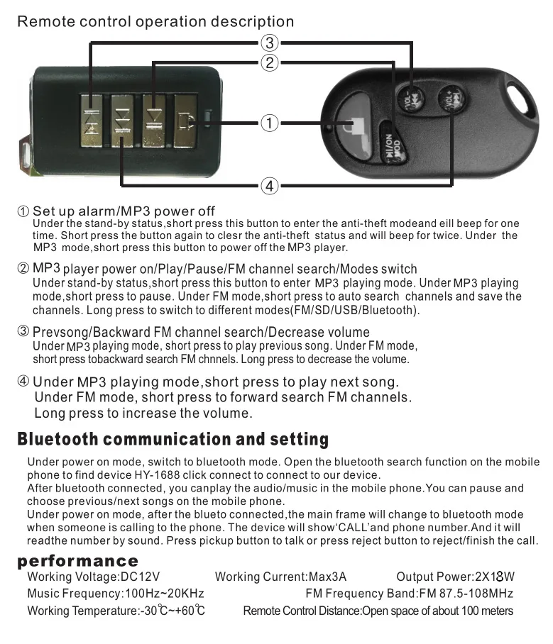 

Waterproof plating can phone voice navigation motorcycle anti-theft Bluetooth stereo MP3 FM