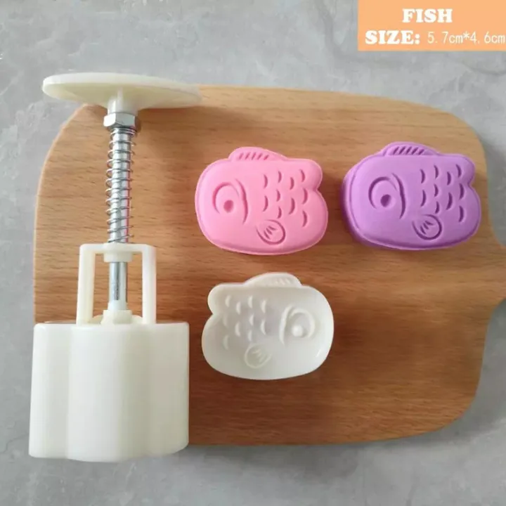 

3pcs/set Moon Cake Mould Hand Pressure animals flower DIY Biscuits Molds Cookie Cutters Set Cake Baking Tools Odorless White