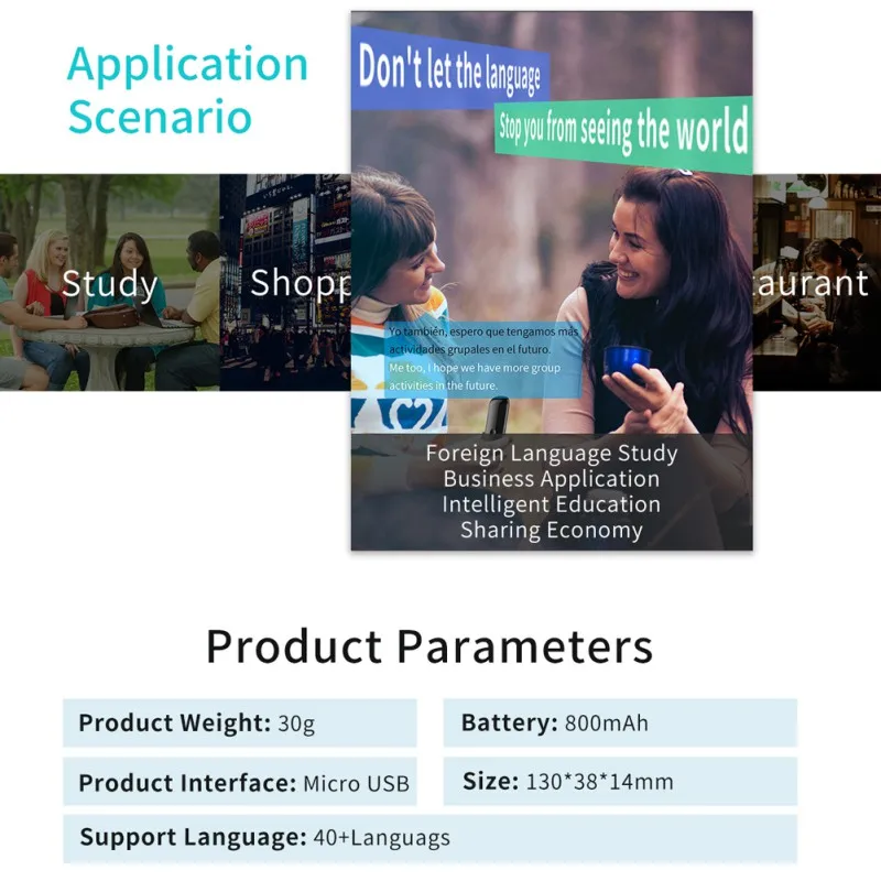 Умный переводчик голоса с поддержкой 50 языков портативный 3 в 1