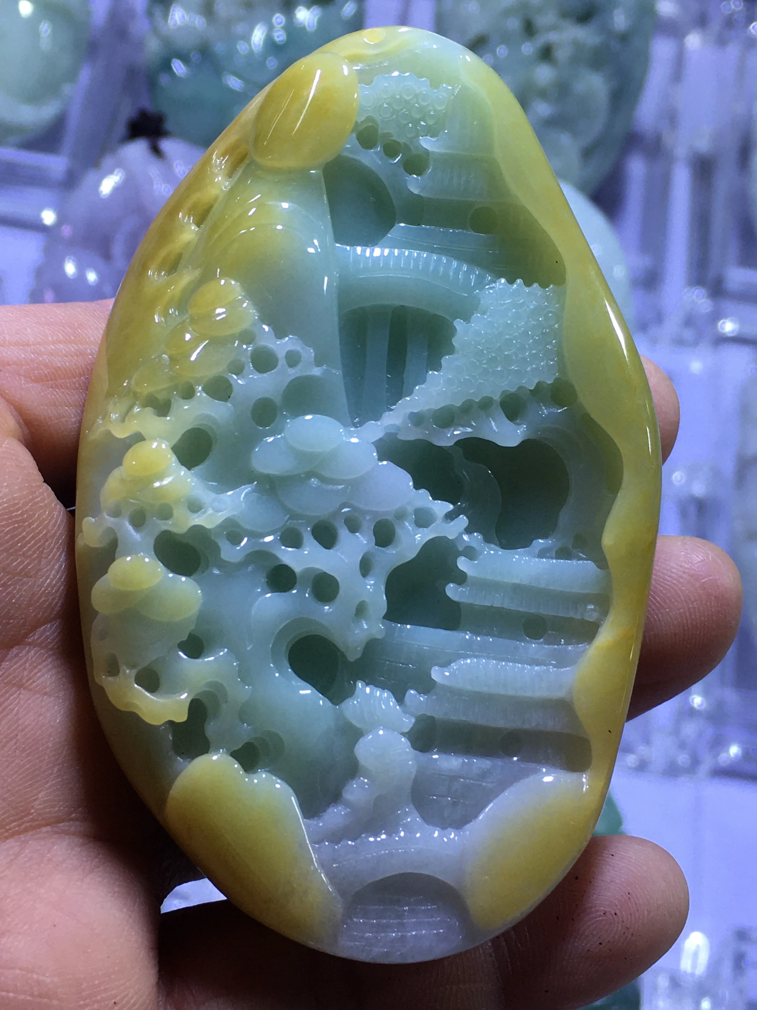 

Natural 7A Myanmar jade Handcarved mascot of landscape jade emperor green jade pendant jade necklace pendants jewelry