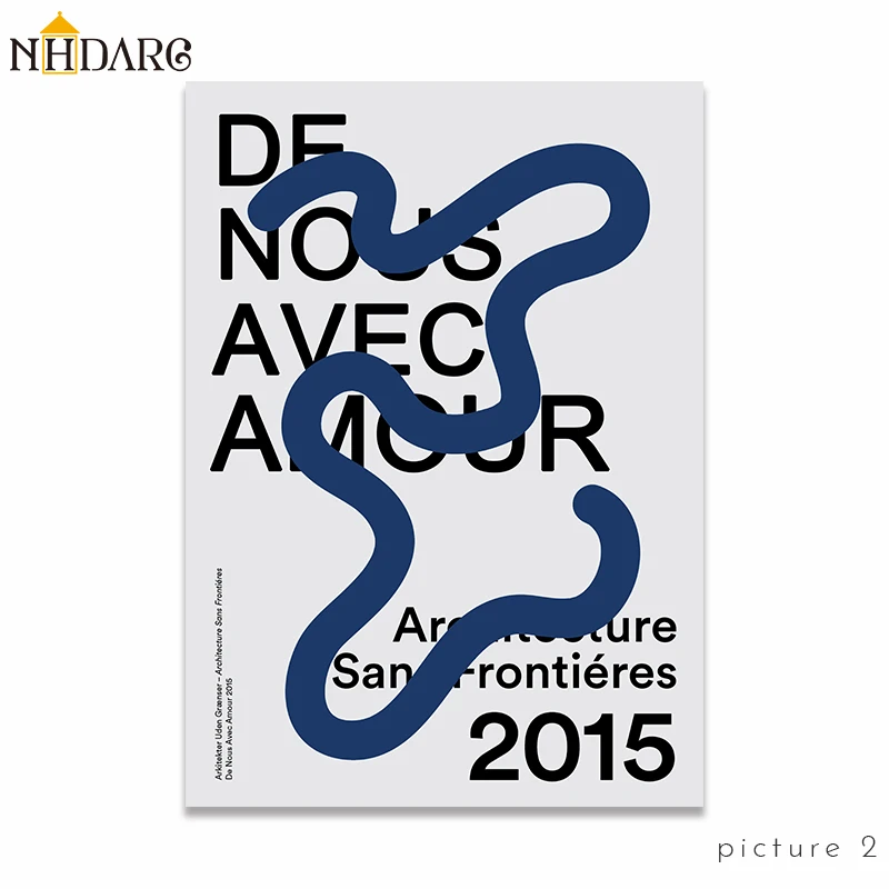 

Картина на холсте NHDARC Современная абстрактная надпись синяя линия