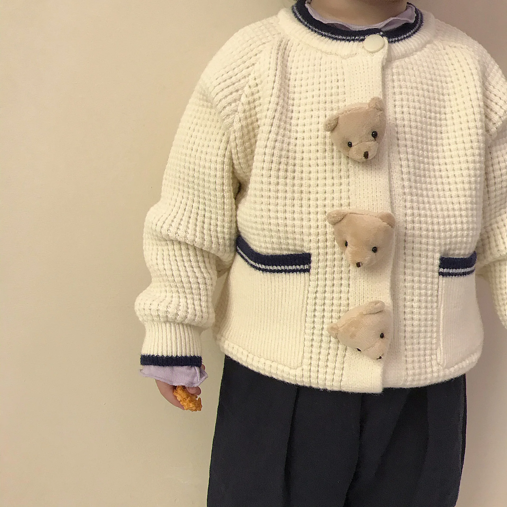 Su&eacute;ter de oso de moda para beb&eacute; y ni&ntilde;a, c&aacute;rdigan de punto, Chaqueta de algod&oacute;n para ni&ntilde;o, abrigo de punto, chaqueta informal para ni&ntilde;o 2021-2