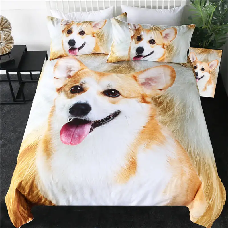 1 Постельные принадлежности Outlet Corgi, Комплект постельного белья для питомцев, собак, детей, пододеяльник, 3D мех, принт, коричнево-белое постельное белье, прекрасный щенок, покрывала, Прямая поставка - Цвет: 1