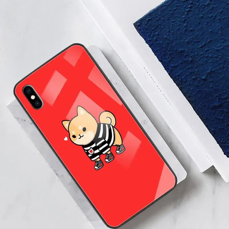 

Cute Cartoon Corgi Phone Case For Iphone 11 12 Pro Max XR 8 PLUS Cover Case Glass For Iphone 11 Case