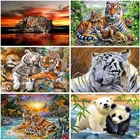 Алмазная 5D картина сделай сам, мозаика с тигром для пар, животные, полное сверление, круглая вышивка крестиком, стразы, домашний декор
