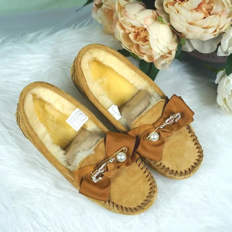 Женские сапоги из натуральной овечьей кожи с бантом|Зимние сапоги| |