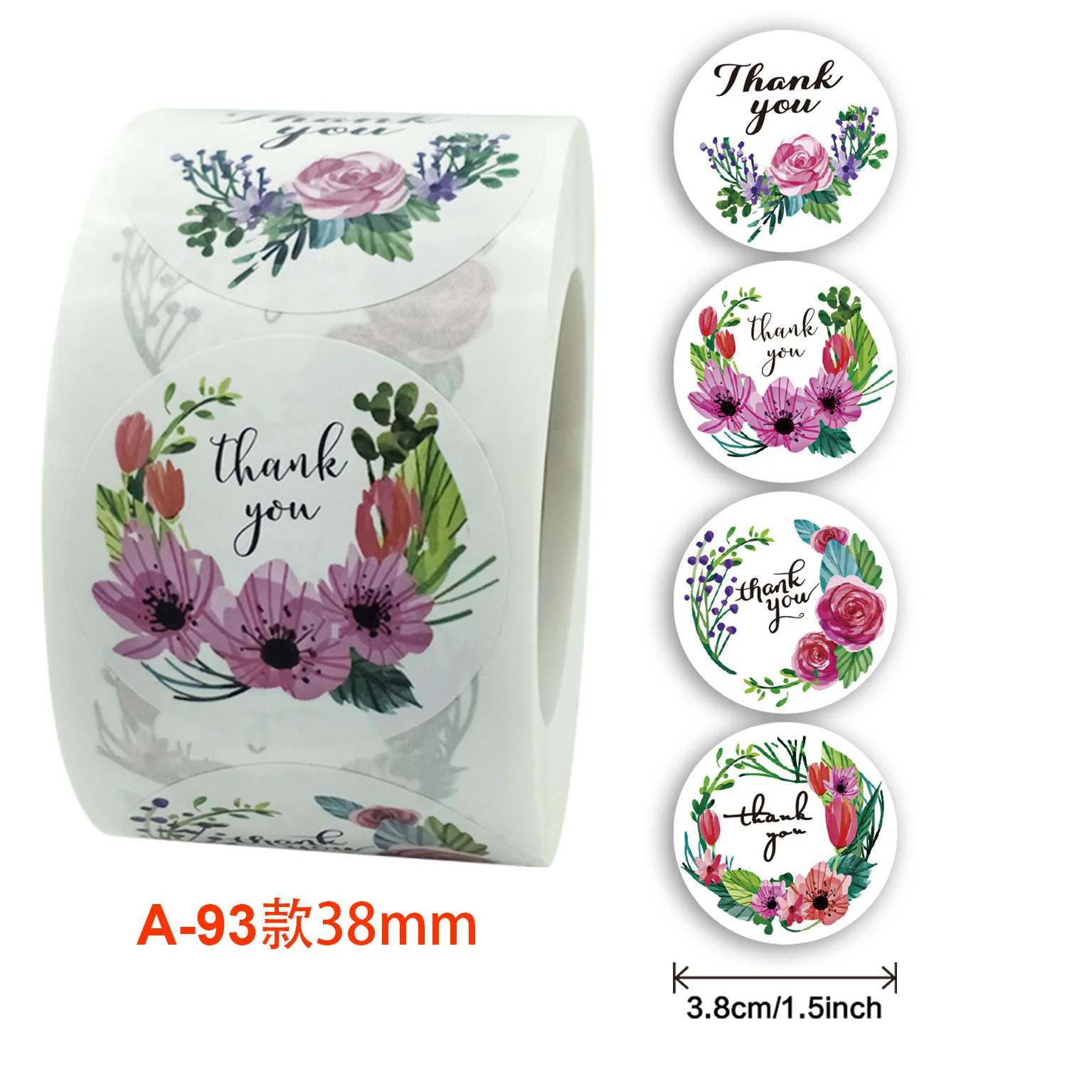

100/300/500Pcs Roll Thank You Flower Handicrafts Decoration Seal Envelope Decoration Wedding Decoration 38mm / 1.5inch