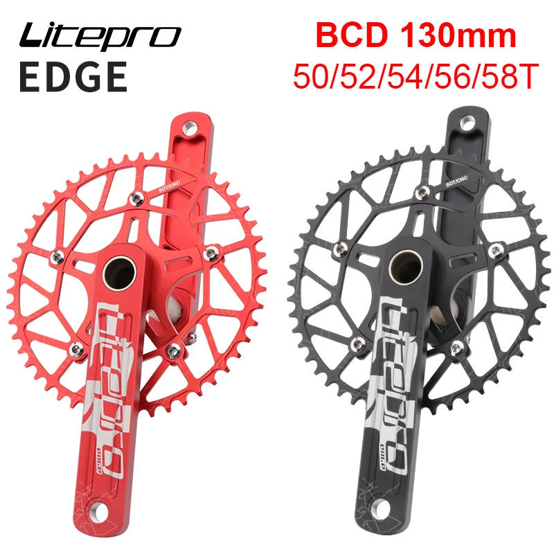 

Litepro EDGE Folding Bike Crankset 170mm BMX 50/52/54/56/58T CNC 412 Modified BCD130mm Single Chainring Foldable Bicycle Crank