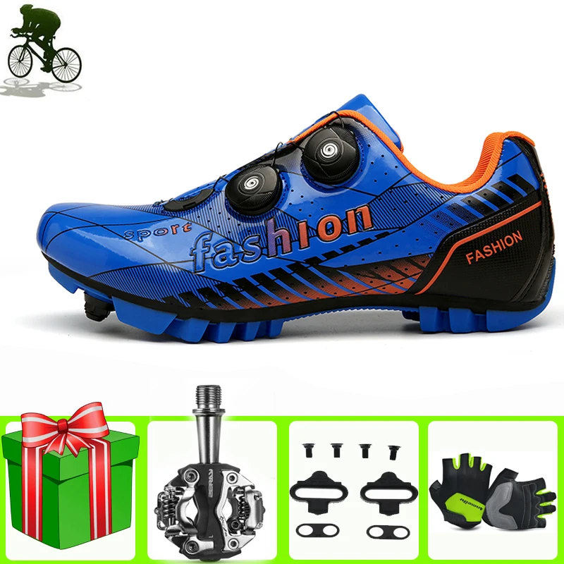 

Mountain Bike Shoes SPD Cleats Sapatilha Ciclismo Mtb Bicycle Sports Outdoor Blue Training Cycle Women Sneakers Men Bicicleta