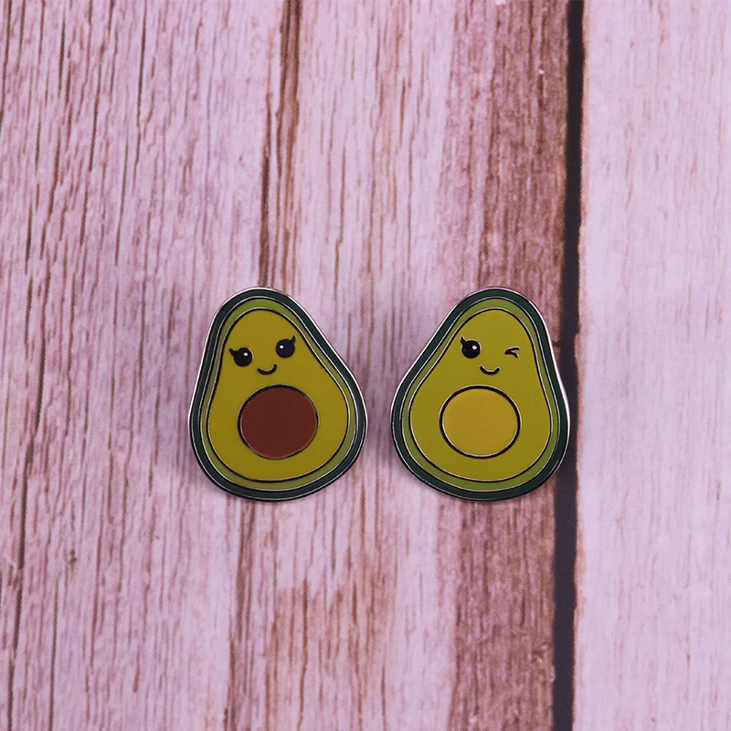 A pair of avocado enamel pin vegan brooch foodie pins cute fruit badge art jewelry kids friends couple gift jackets backpack acc | Украшения