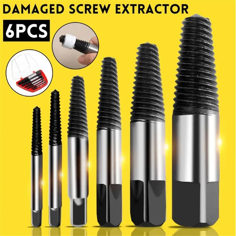 

6Pcs/lot Damaged Screw Extractor Set Easy Out Broken Nut Screw Bolt Remover Kit For Pipes Valve Faucet