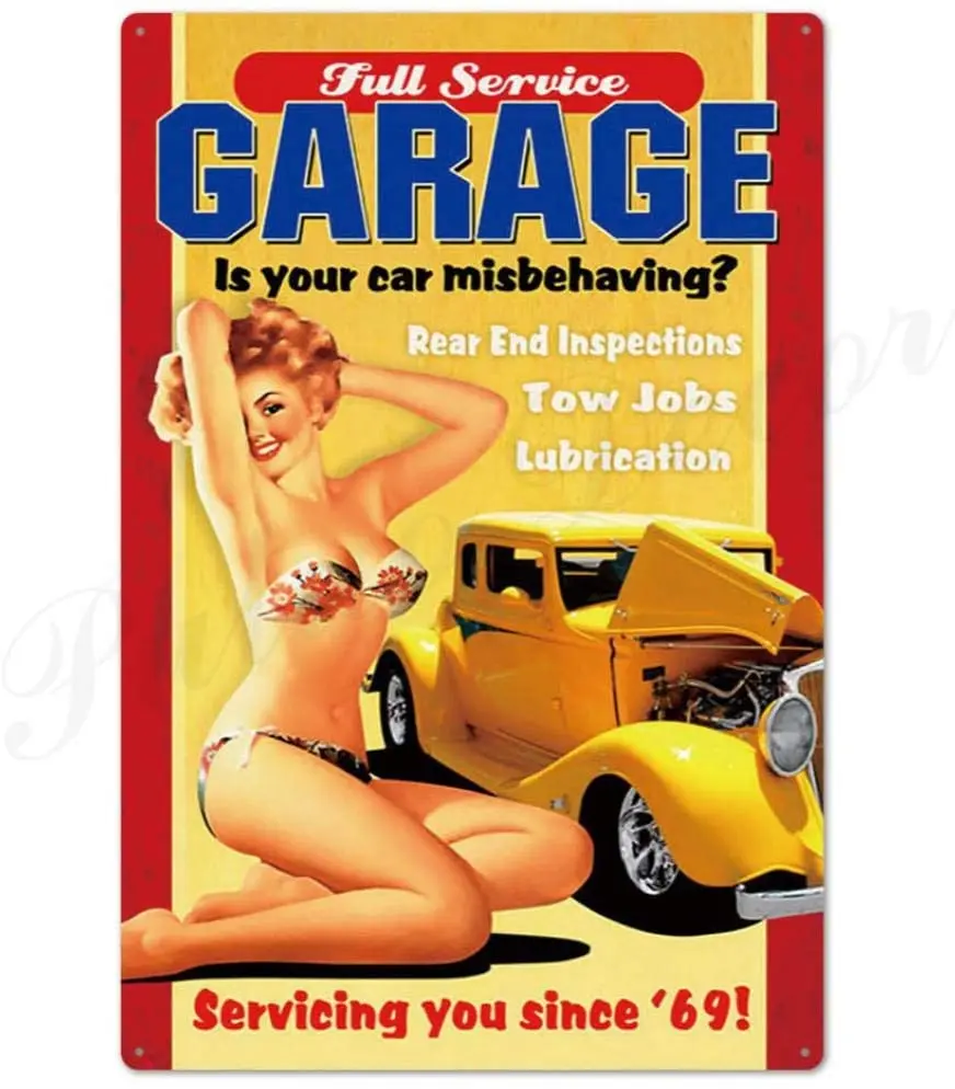 

LWLYCH Pin Up Girl Tin Sign Plaque Metal Vintage Sexy Metal Sign Wall Decor for Bar Pub Club Man Cave Retro Signs Metal Painting