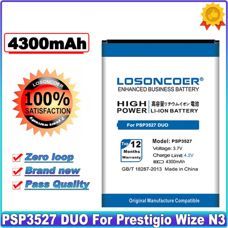 Аккумулятор LOSONCOER новый 4300 мАч PSP 3507 3527 DUO для Prestigio Wize N3 3507DUO 3527DUO 5502 Muze