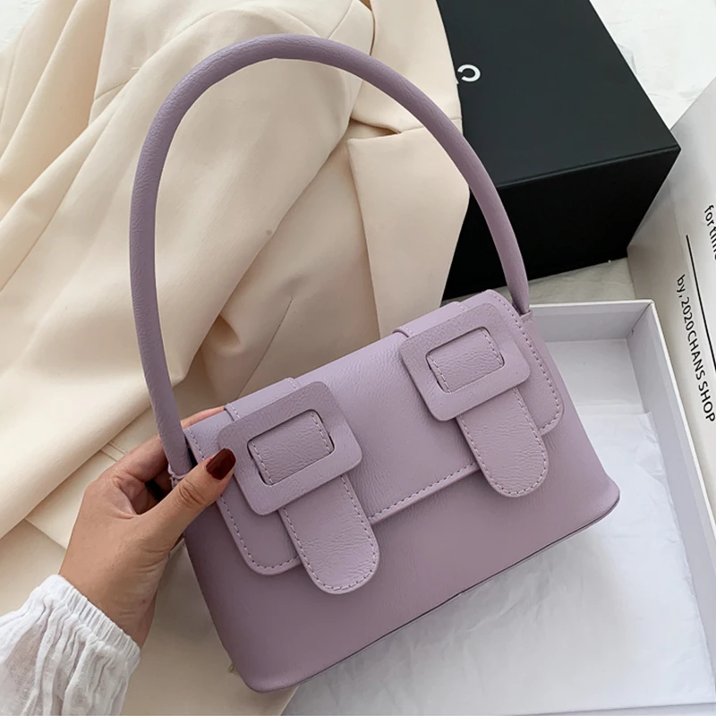 

Простые однотонные маленькие Сумки из искусственной кожи на подмышках, женские ручные сумки 2021, летние модные женские сумки на плечо с цепо...