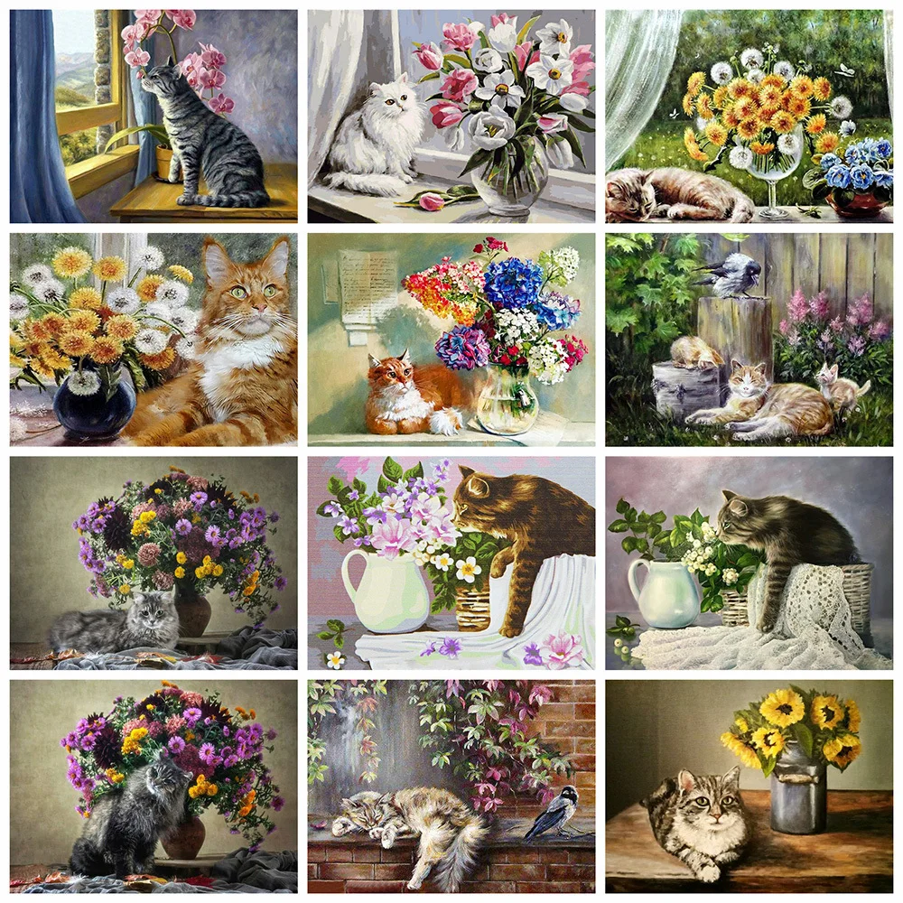 

Алмазная живопись «кошка», квадратная мозаика с изображением животных