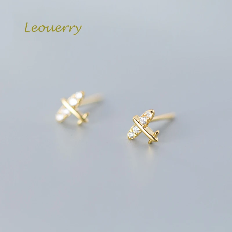 Leouerry 925 пробы серебряные мини милые маленькие серьги-гвоздики с самолетом для