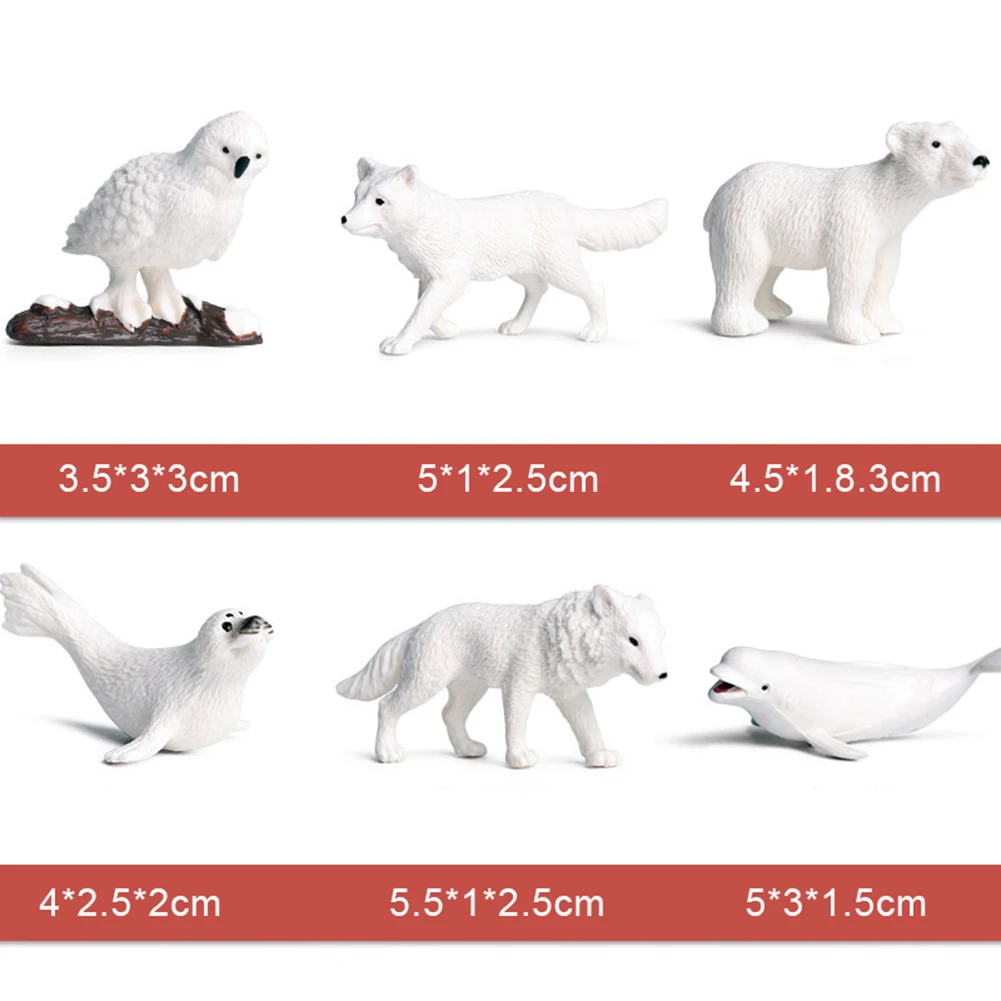 

6Pcs/Set Simulation Penguins Polar Bear Snowy Owl Dolphin Wolf Model Figurine Toy Kids Educational Toys for Children Gifts