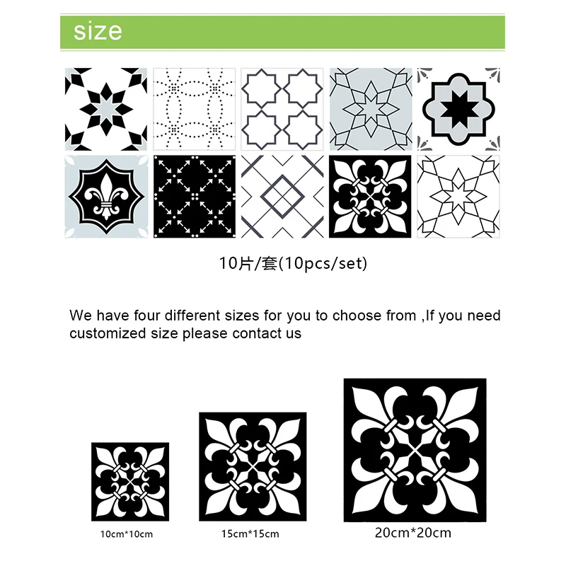10pcs gray retro pattern tiles sticker matte surface hard wearing wall decals kitchen bathroom tile floor renovation diy sticker free global shipping