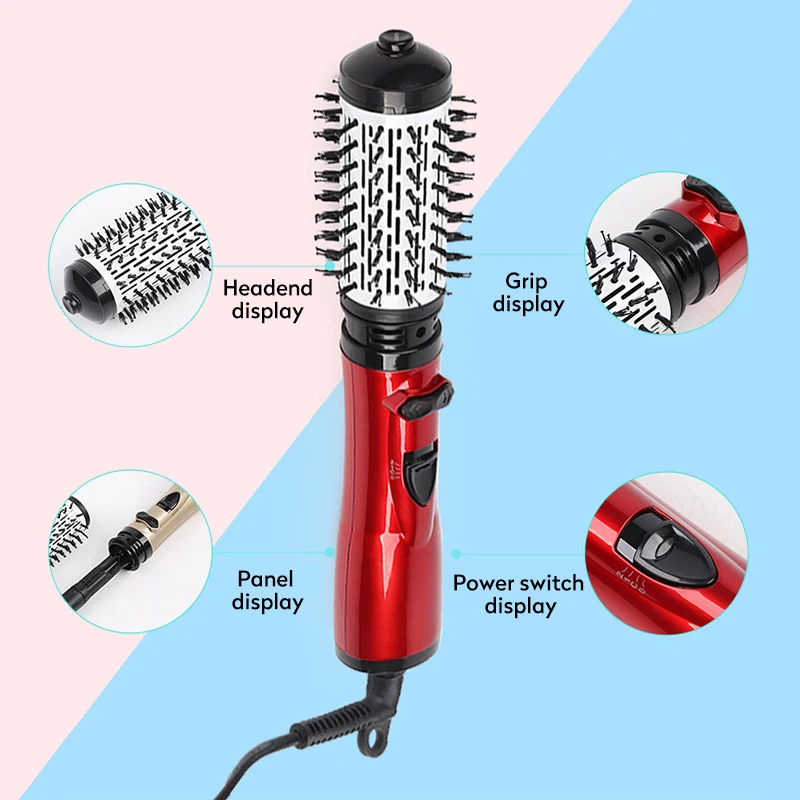 

3 in 1 Rotating Electric Hair Straightener Brush Curler Dryer Hot Air Comb Negative Ion Styler volumizer comb
