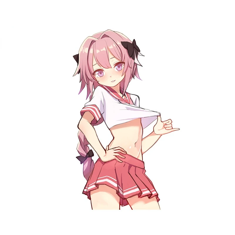 

Pink Cartoon Anime Decal Windows Occlusion Scratch Cartoon Car Stickers Personality Bumper Vinyl Waterproof Decoration Kk10cm