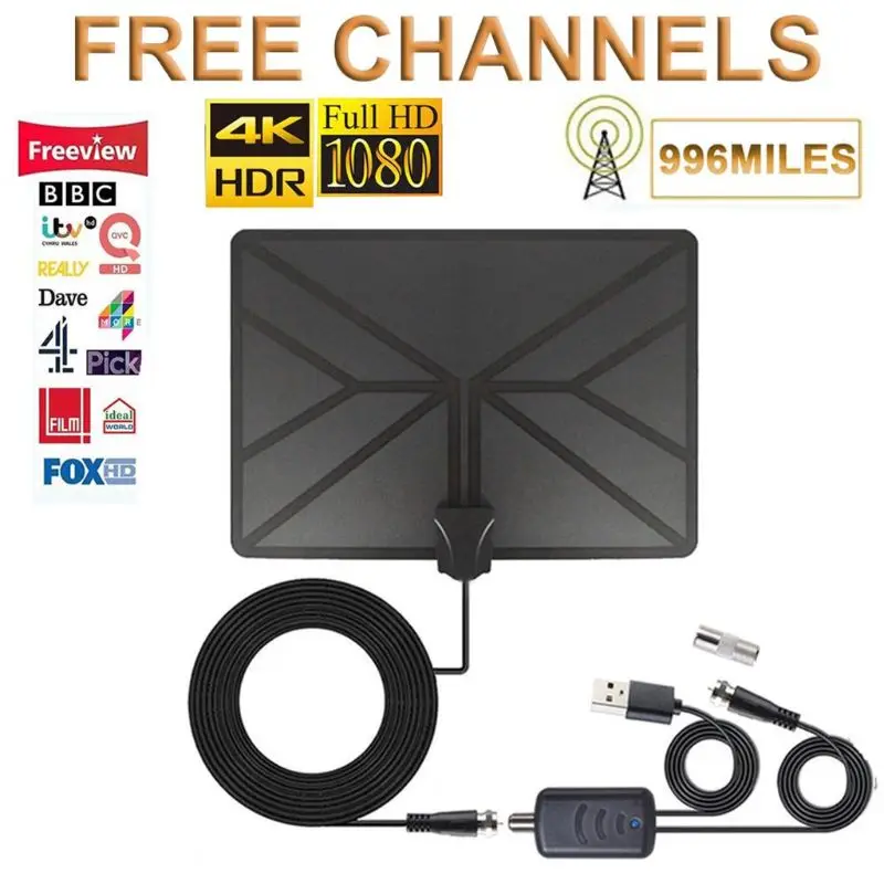 Черная умная интернет цифровая HDTV антенна с USB усилителем усилитель сигнала DVB T2 Hd