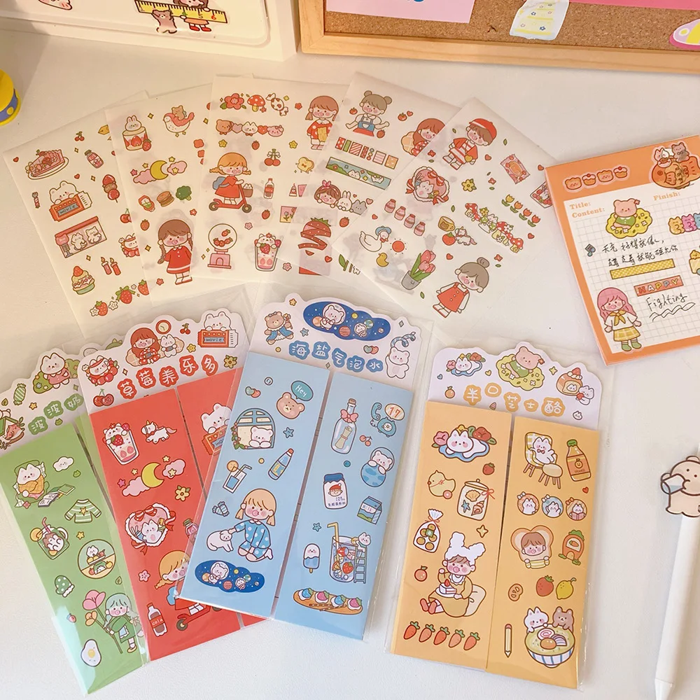 

Yisuremia 10pcs/Pack Kawaii Stickers DIY Decorative Scrapbooking Bullet Journals Crafts Album With 1pc Weekly Planner Stationery