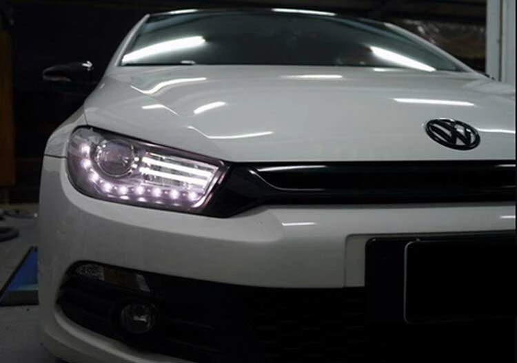 1 пара для Volkswagen Scirocco светодиодная фара 2008- года передняя фара в сборе с дневным ходовым светом