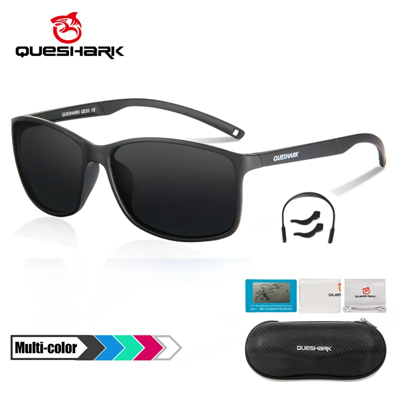 

QUESHARK Professional Square TR90 Frame Only 15g HD Polarized Cycling Glasses 100% UV400 Sport Eyewear Fishing Sunglasses QE33