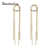 shineland punk metal long chain tassel tie drop earrings vintage geometry 2021 trendy fashion female unusual jewelry for women
