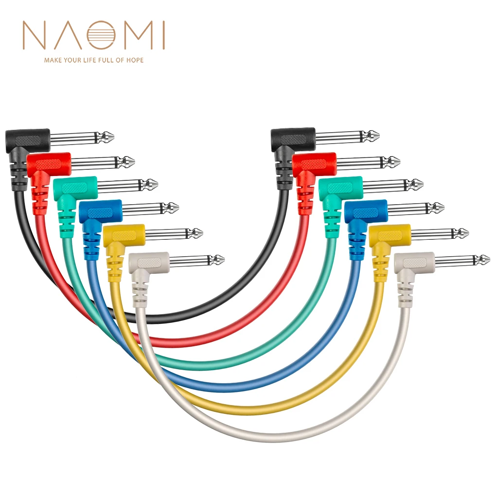NAOMI 6 шт./компл. мульти Цвет Пластик гитары патч кабелей 35 угловой разъем аудио