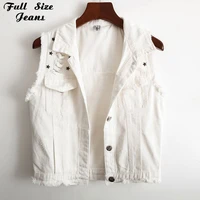 womens coat vest plus size summer studded frayed vest sleeveless tops 4xl 5xl womens jackets female outerwear streetwear