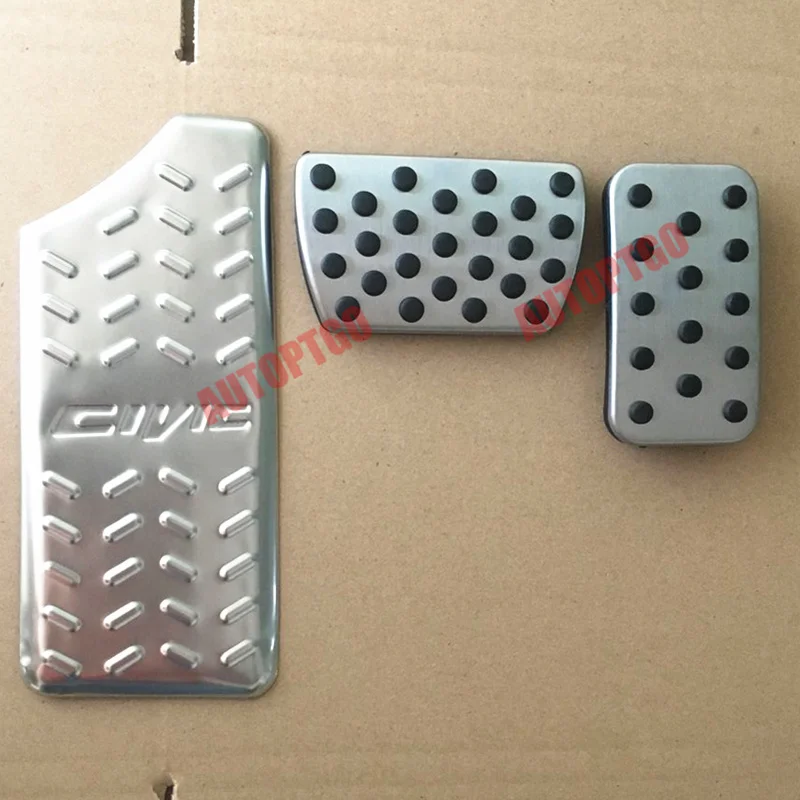 

Steel+Rubber Car Rest Gas/ Brake Foot Pedal Pad Cover Replacement Kit For Honda Civic 2016-2019
