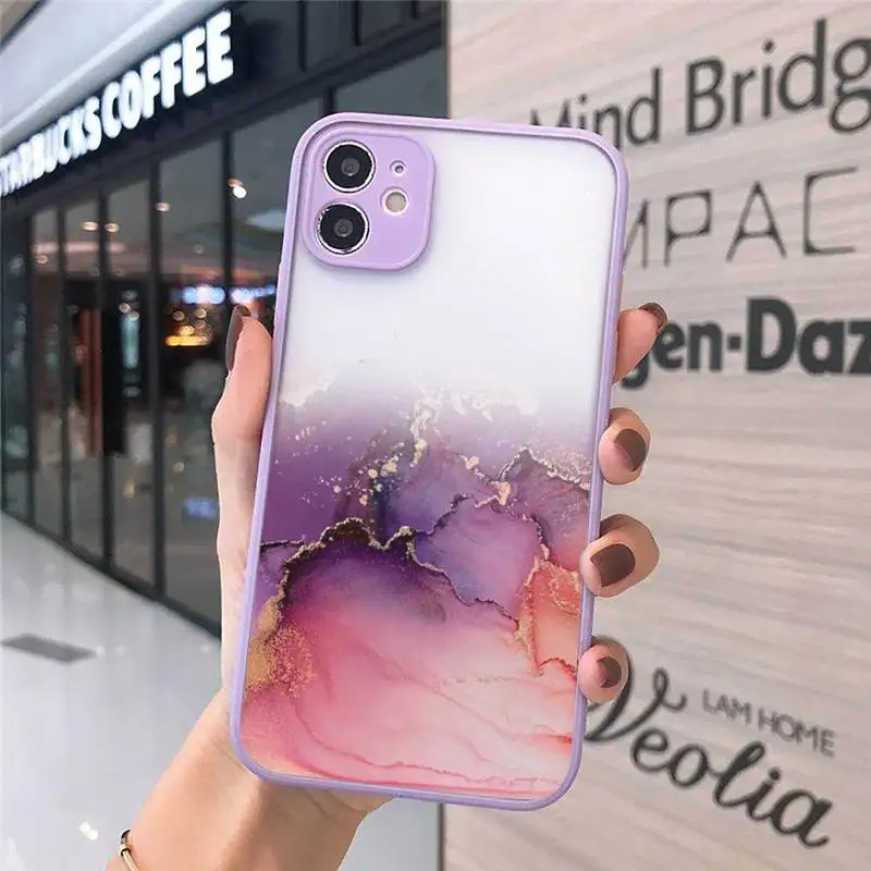 

Marble Gradient luxury art Phone Case Matte Transparent for iPhone 7 8 11 12 s mini pro X XS XR MAX Plus cover funda
